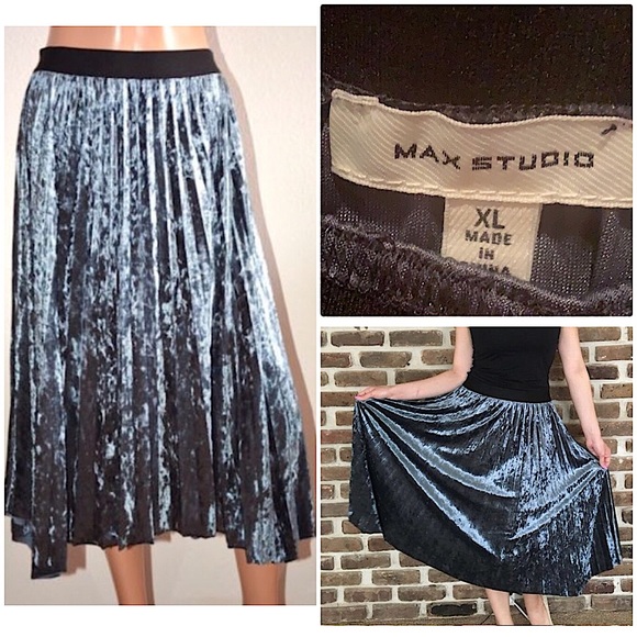 Max Studio Dresses & Skirts - NWT Max Studio Crushed Velvet Pleated Midi Skirt
